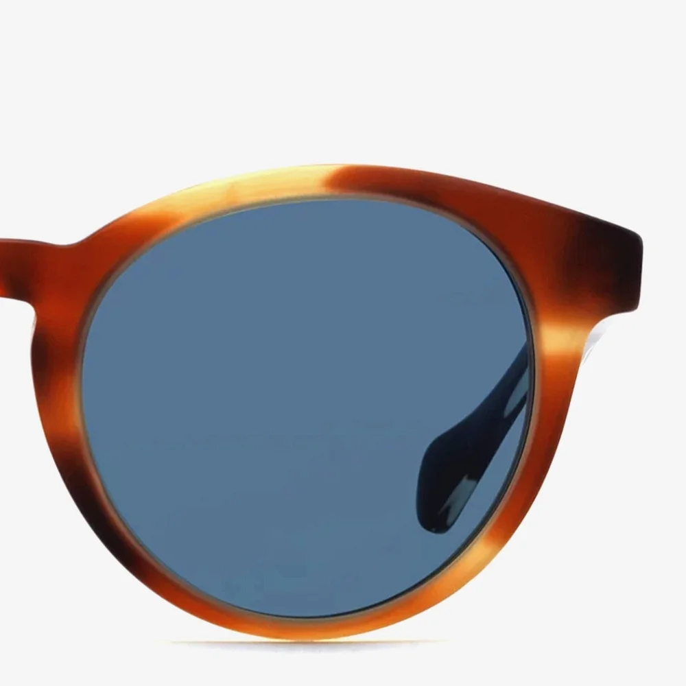Boss Round Sunglasses Men's Horn Crystal Brown 50mm